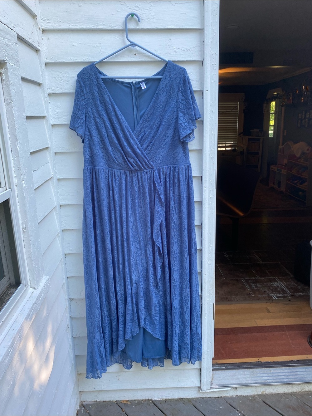 Ever Pretty Dusty Blue Lace Ruffled Formal Evening Dress - Picture 3 of 12